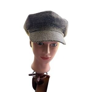 Unbranded Newsboy Cap Women OS Brown Herringbone Baker Boy Hat